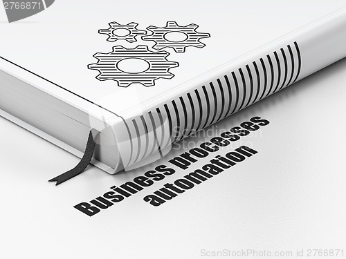 Image of Business concept: book Gears, Business Processes Automation on white background