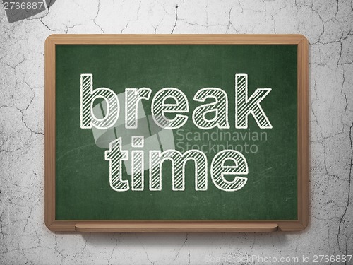 Image of Timeline concept: Break Time on chalkboard background
