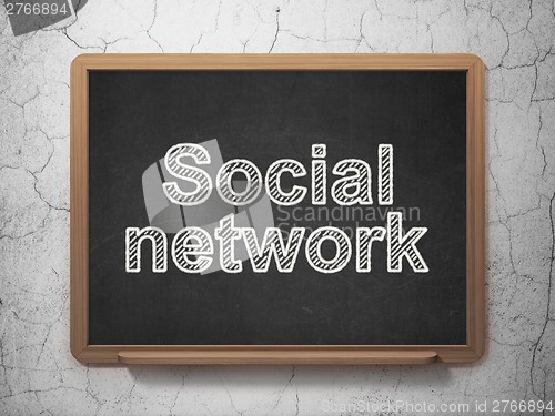 Image of Social media concept: Social Network on chalkboard background