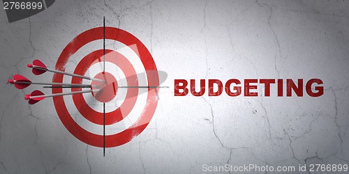 Image of Business concept: target and Budgeting on wall background
