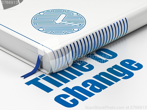 Image of Time concept: book Clock, Time to Change on white background