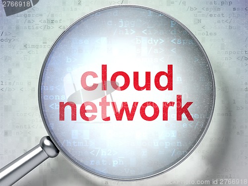 Image of Cloud computing concept: Cloud Network with optical glass