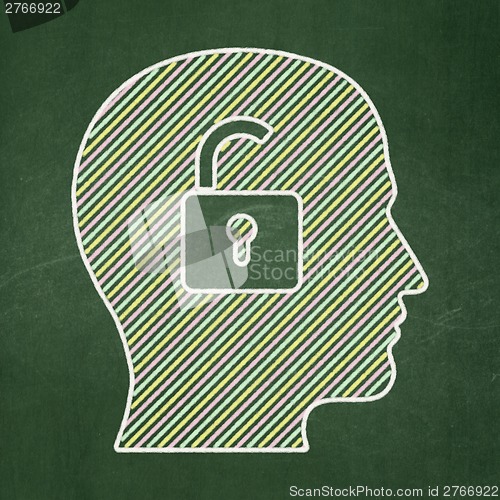 Image of Business concept: Head With Padlock on chalkboard background