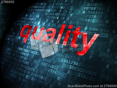 Image of Advertising concept: Quality on digital background