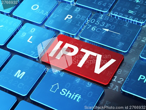 Image of Web development concept: IPTV on computer keyboard background