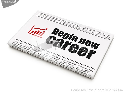 Image of Business concept: newspaper with Begin New Career and Growth Graph