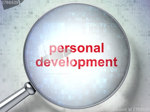 Image of Education concept: Personal Development with optical glass