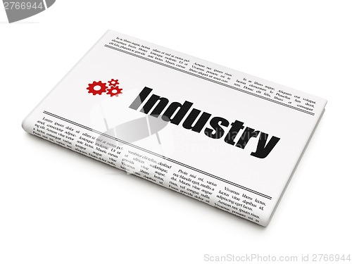 Image of Business concept: newspaper with Industry and Gears