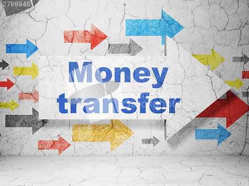 Image of Finance concept: arrow with Money Transfer on grunge wall background