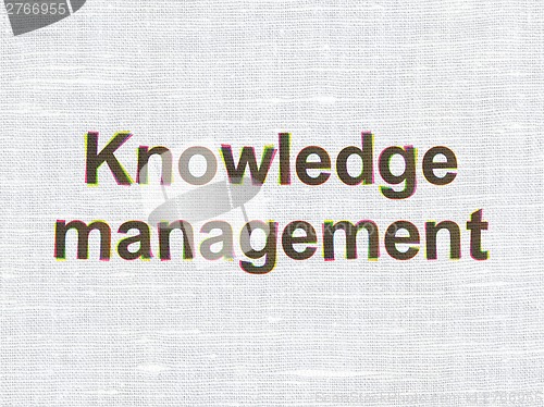 Image of Education concept: Knowledge Management on fabric texture background