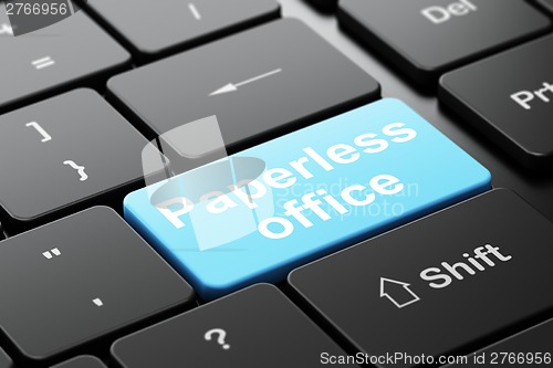 Image of Business concept: Paperless Office on computer keyboard background