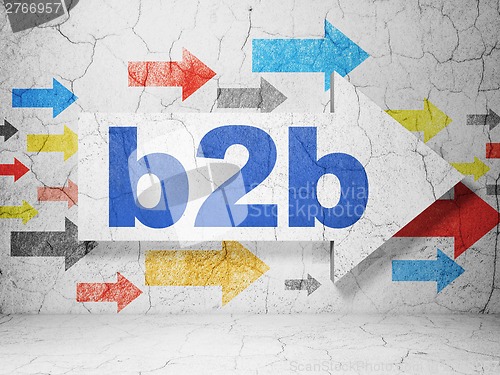 Image of Finance concept: arrow with B2b on grunge wall background