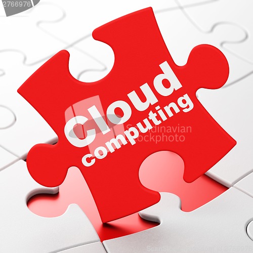 Image of Cloud technology concept: Cloud Computing on puzzle background