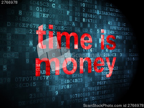 Image of Timeline concept: Time is Money on digital background