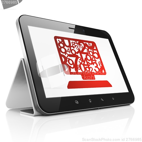 Image of Education concept: Computer Pc on tablet pc computer