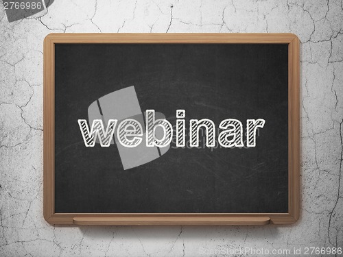 Image of Education concept: Webinar on chalkboard background