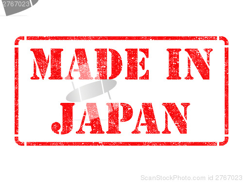 Image of Made in Japan - inscription on Red Rubber Stamp.