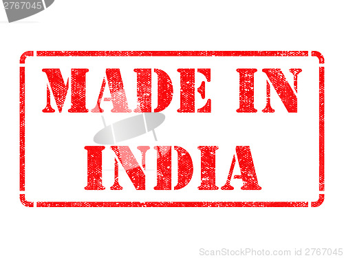 Image of Made in India - inscription on Red Rubber Stamp.