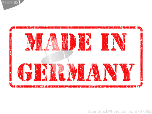 Image of Made in Germany- inscription on Red Rubber Stamp.