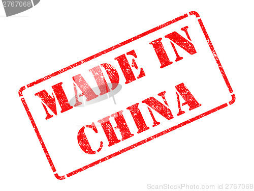 Image of Made in China - inscription on Red Rubber Stamp.