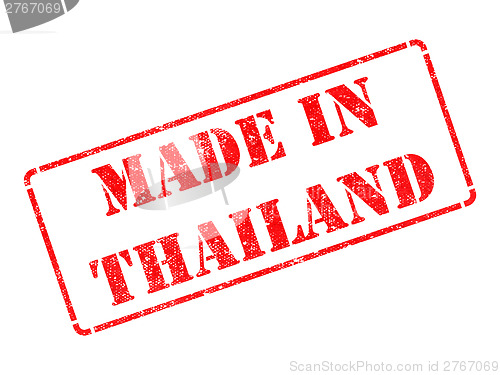 Image of Made in Thailand - inscription on Red Rubber Stamp.