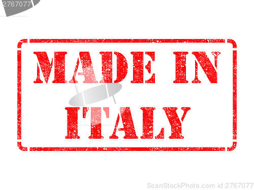 Image of Made in Italy - inscription on Red Rubber Stamp.