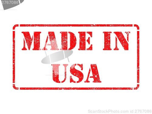 Image of Made in USA - inscription on Red Rubber Stamp.