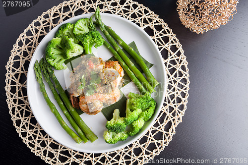 Image of Shrimp Scampi with Asparagus and Broccoli