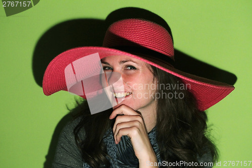 Image of Pretty brunette laughing