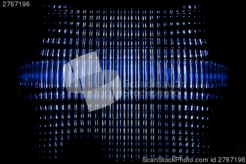 Image of close up of blue faceted light