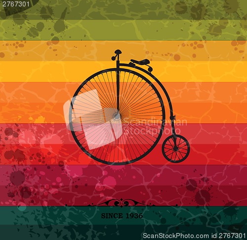 Image of Retro bicycle on colorful geometric background