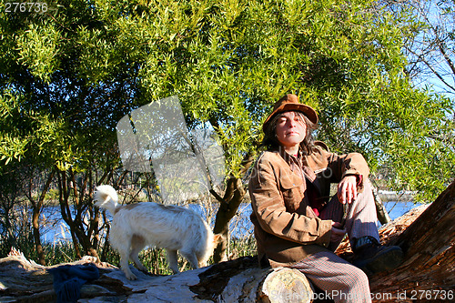 Image of Woman and dog