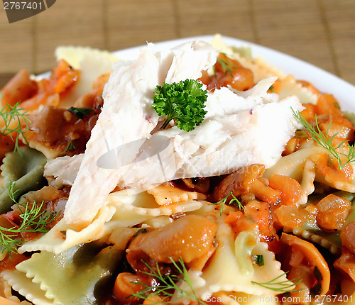 Image of Pasta with mushroom sauce and fish