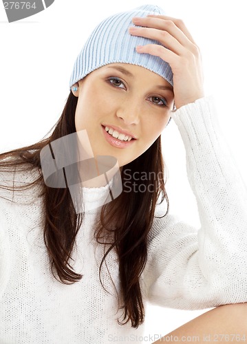 Image of lovely brunette in winter hat #2