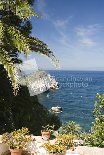 Image of deck gardern patio over sea sicily