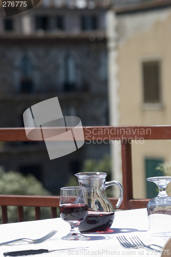 Image of restaurant taormina italy carafe red wine