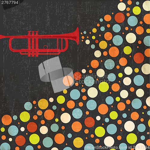 Image of Music background with trumpet and balls