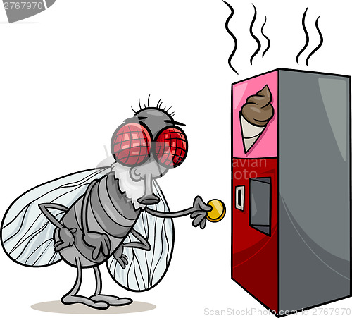 Image of fly and vending machine cartoon