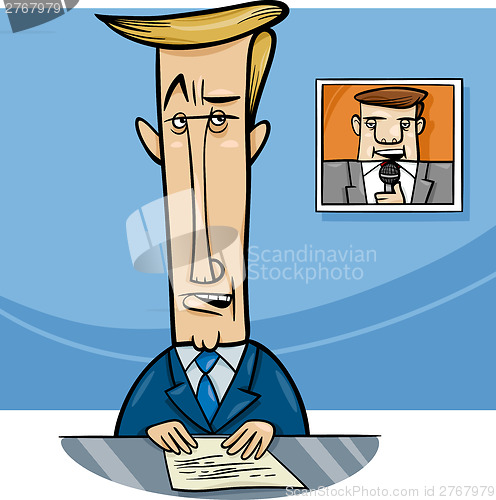 Image of broadcaster on television cartoon