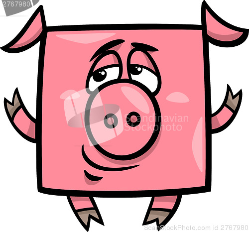 Image of square pig cartoon illustration