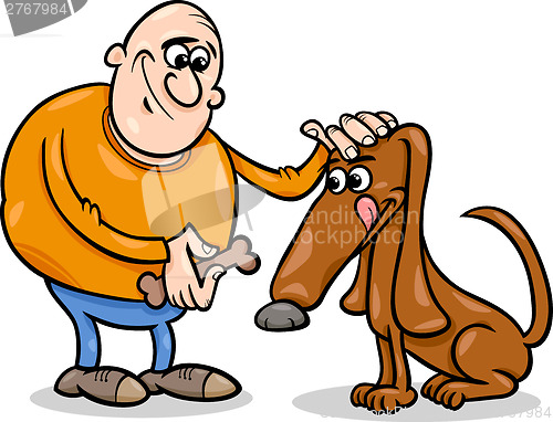 Image of man and dog cartoon illustration