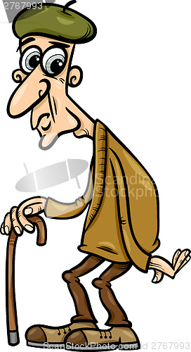 Image of senior with cane cartoon illustration