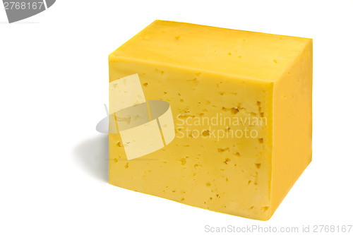 Image of Big piece of cheese on a white background.