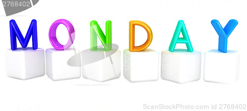 Image of Colorful 3d letters "Monday" on white cubes