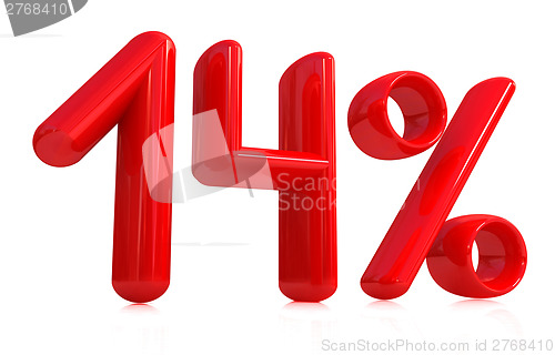 Image of 3d red "14" - fourteen percent