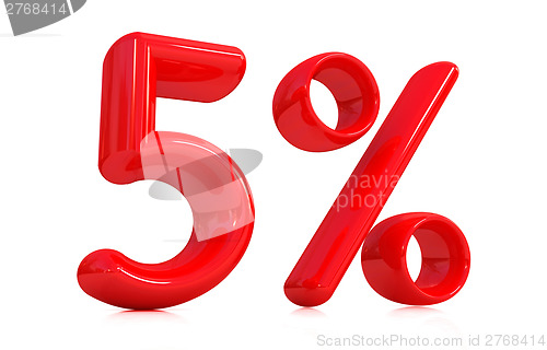 Image of 3d red "5" - five percent