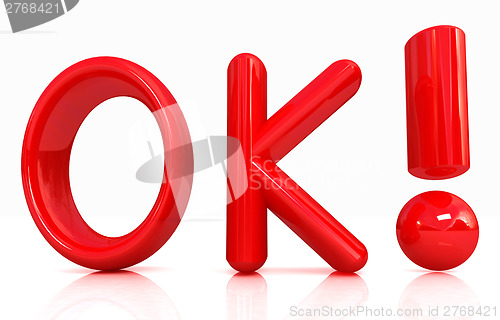 Image of 3d redl text "OK"