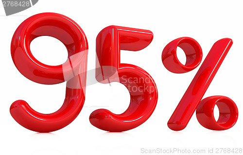Image of 3d red "95" - ninety five percent