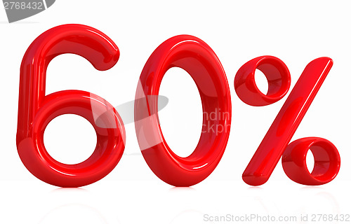 Image of 3d red "60" - sixty percent