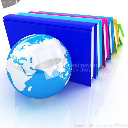 Image of colorful books and Earth